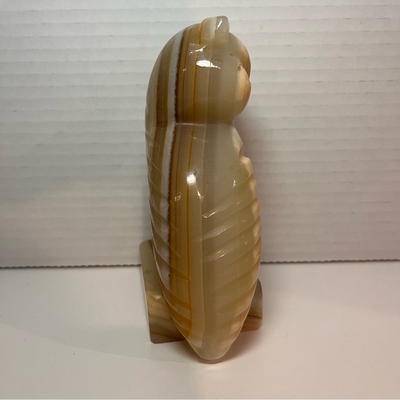Vintage Natural Stone Carved Owl 5.5" White/Tan/Brown - Picture 4 of 9